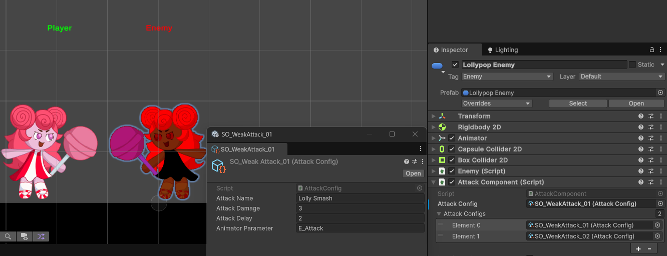 Attack properties in Inspector