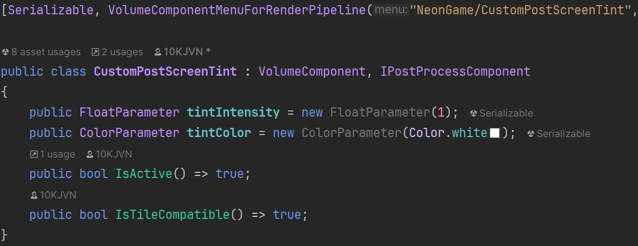 Code Snippet: CustomPostScreenTint