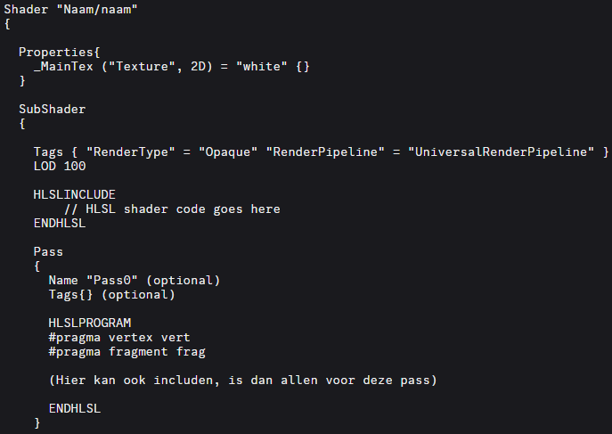 A screenshot sample of my beginner template on writing shaders.